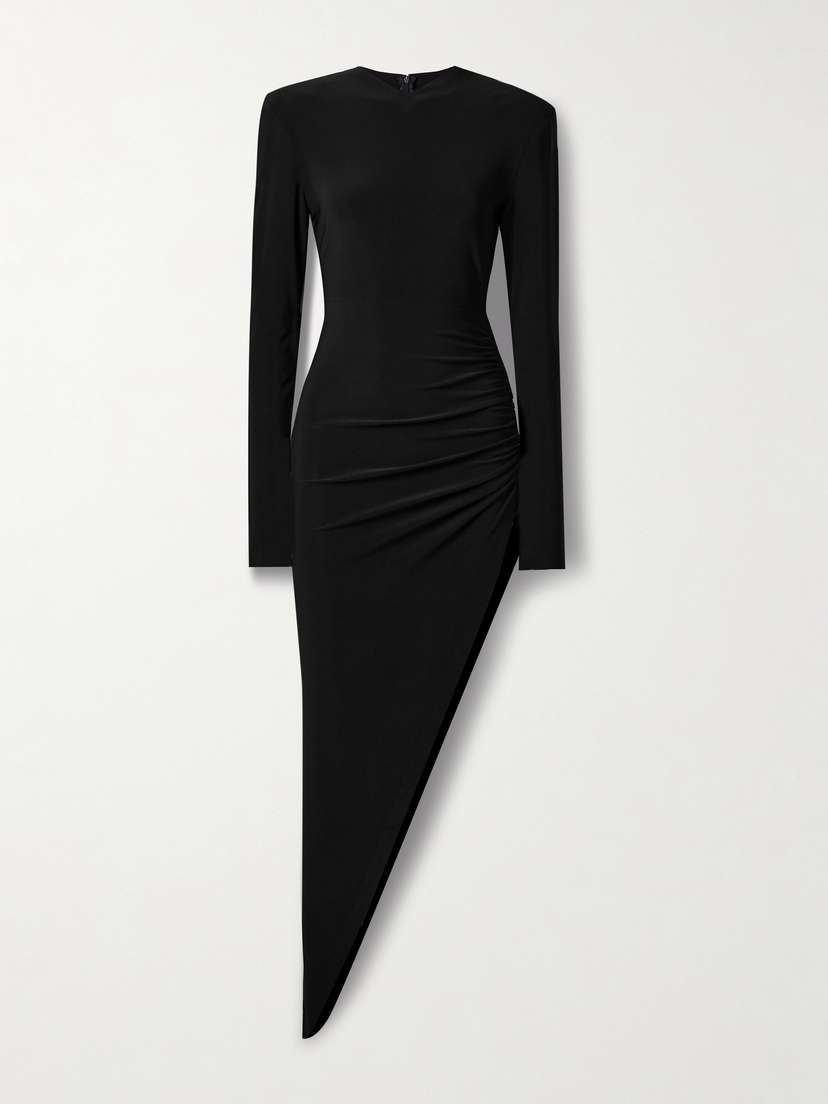 Norma Kamali Asymmetric Ruched Stretch-jersey Dress