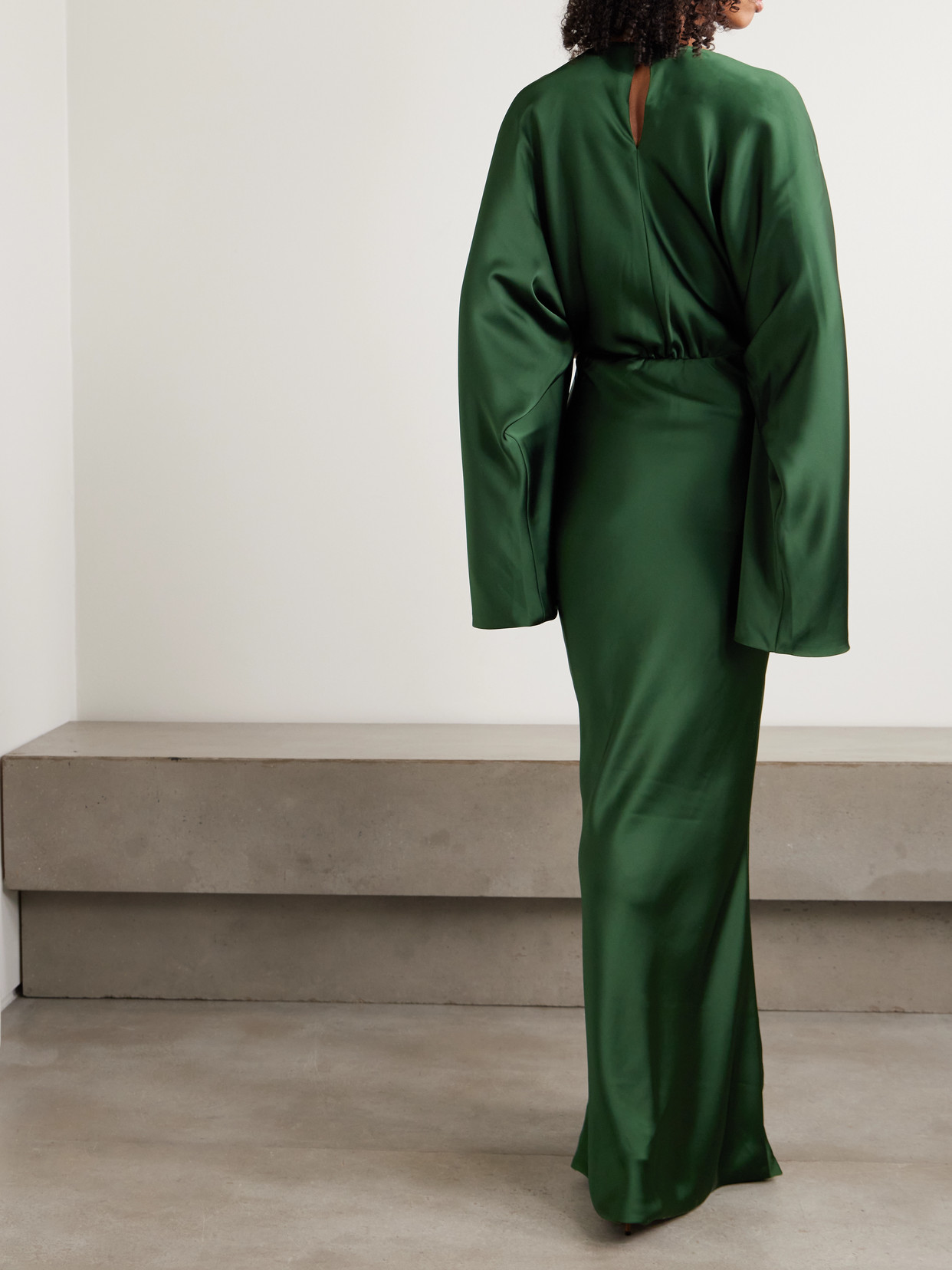 Norma Kamali Obie Draped Satin Gown In Green