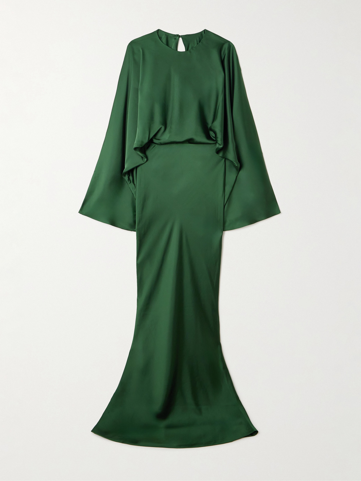 Norma Kamali Obie Draped Satin Gown In Green