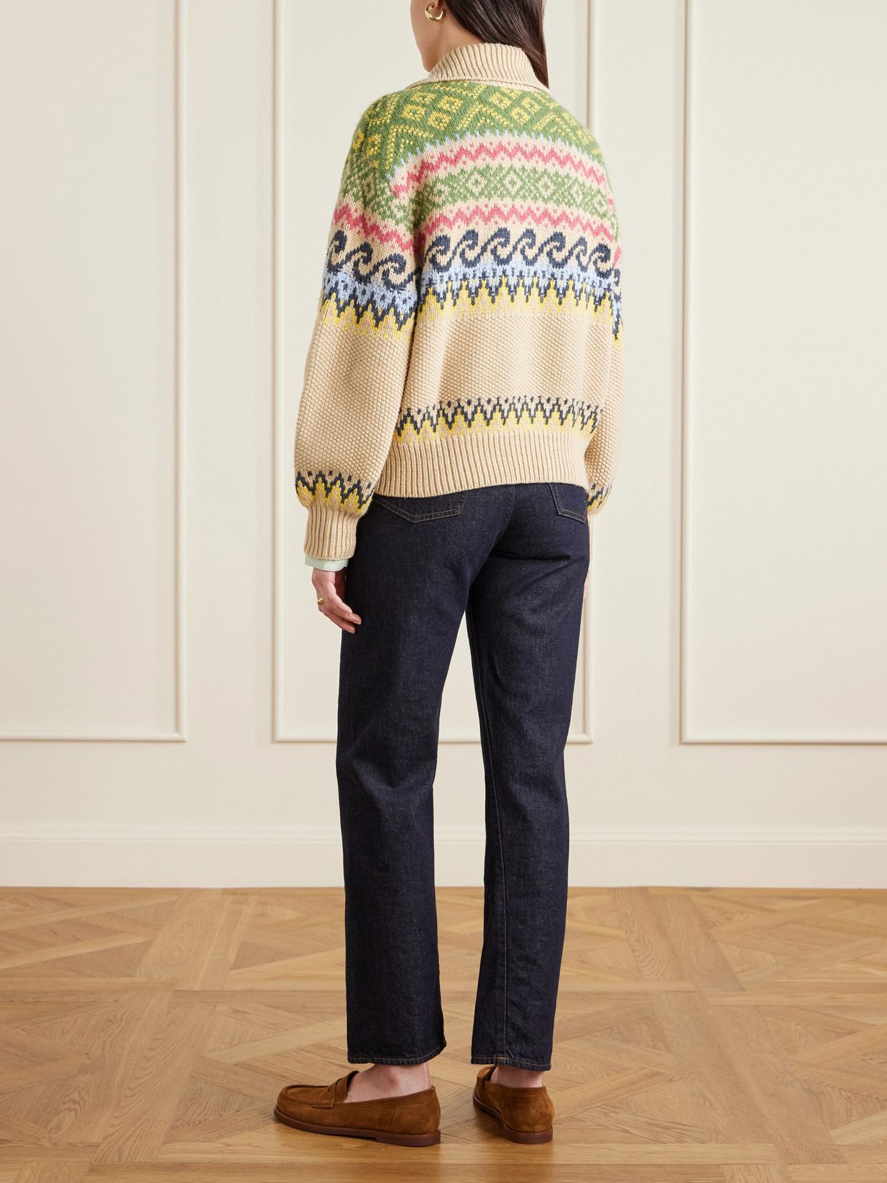 Polo Ralph Lauren Cotton Wool Blend Long Sleeve Tie Pullover Tan Multi In Neutral