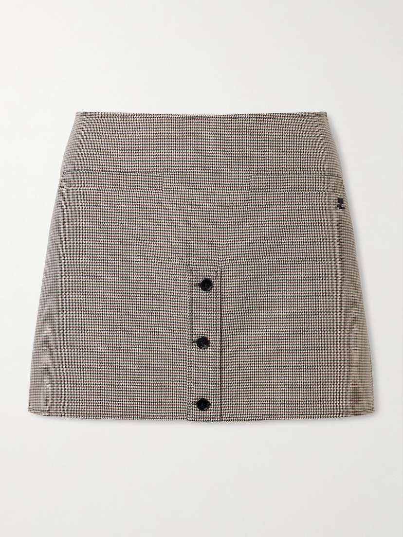 Courreges Houndstooth Wool-blend Mini Skirt