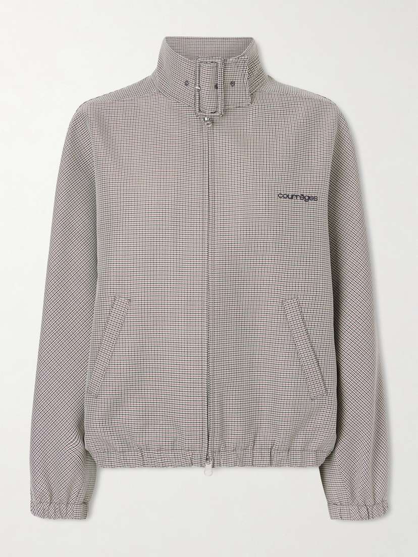 Courreges Buckled Houndstooth Wool-blend Bomber Jacket