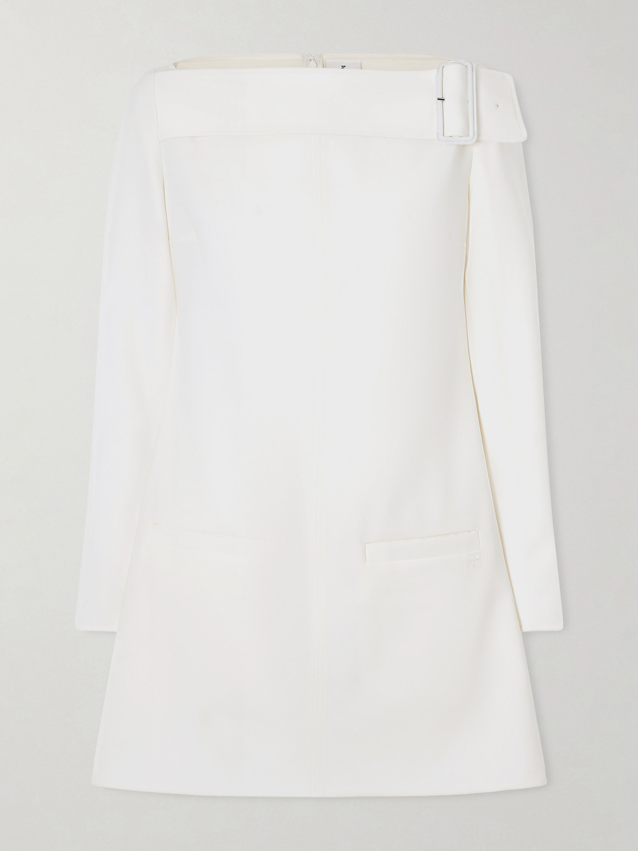 Courrèges Buckled Crepe Mini Dress In White