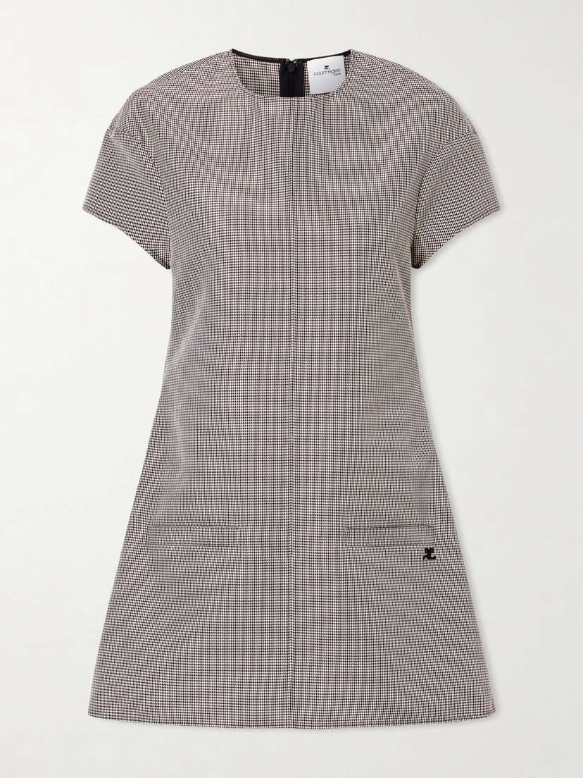 Courreges Heritage Houndstooth Wool-blend Mini Dress