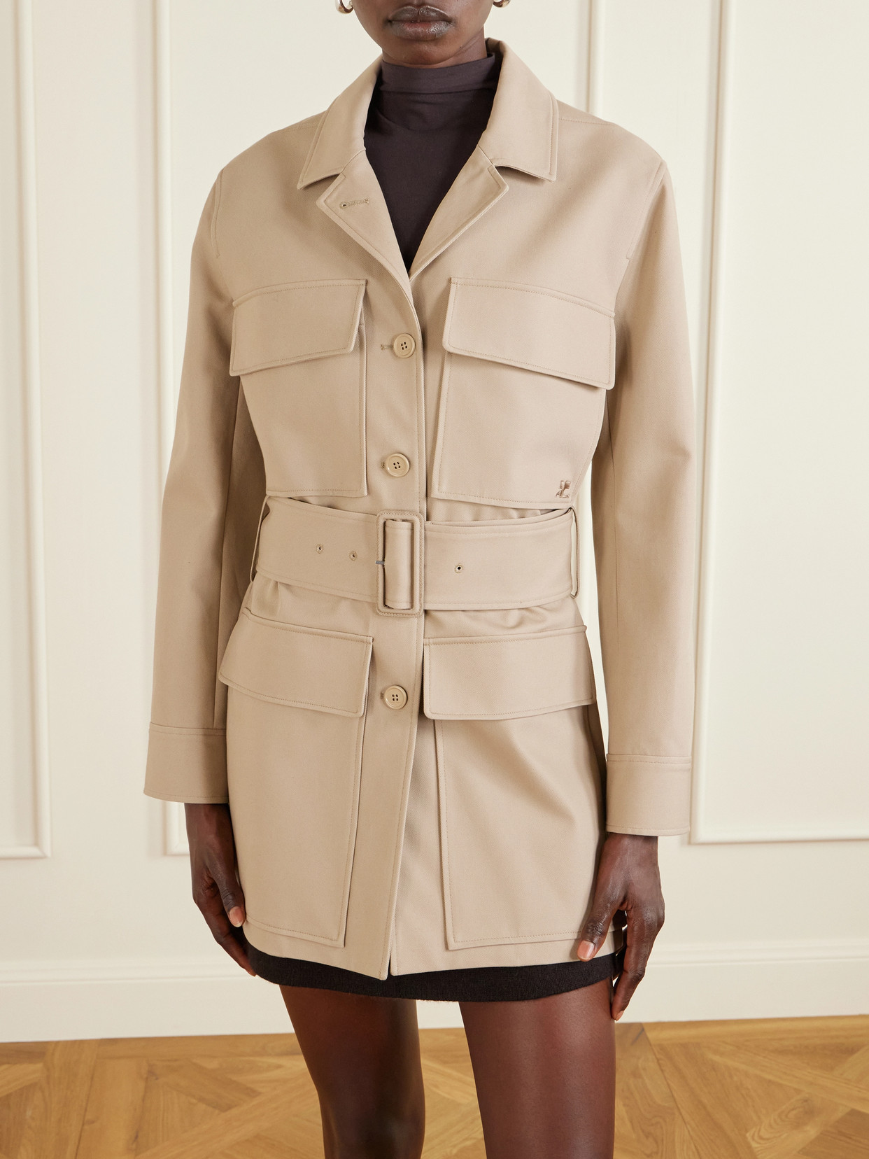 Belted Cotton-Gabardine Coat