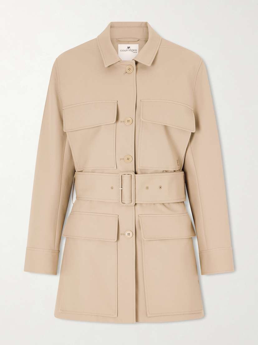 Courreges Belted Cotton-gabardine Coat