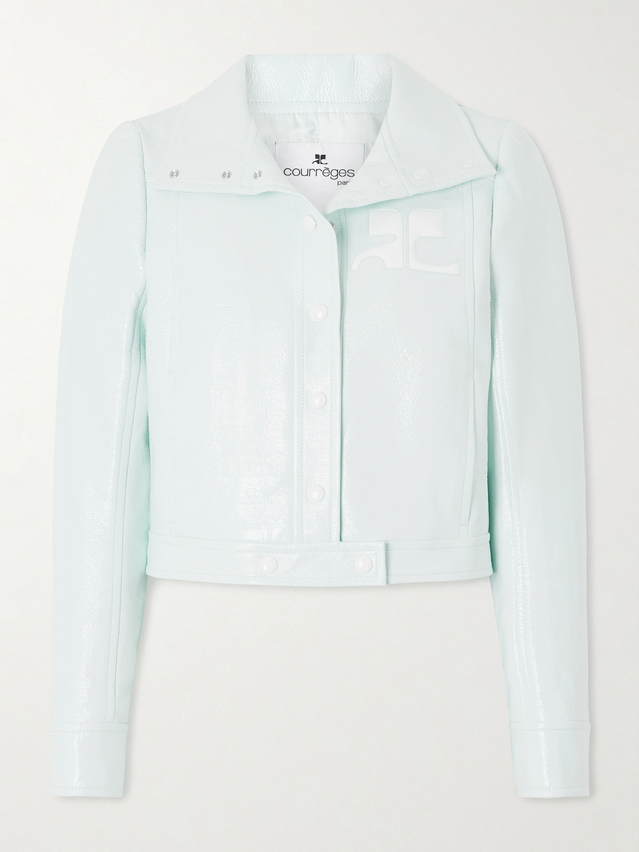 Courrèges Reeditioncropped Coated Cotton-blend Jacket In Green