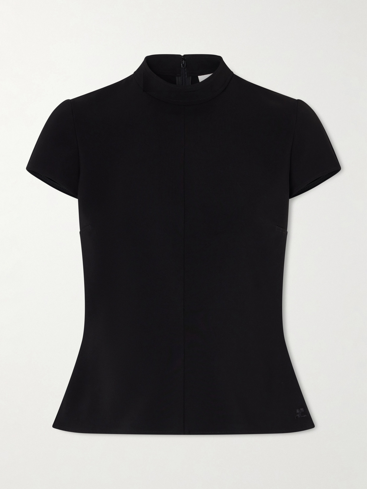 Courrèges Crepe Mockneck Top In Black