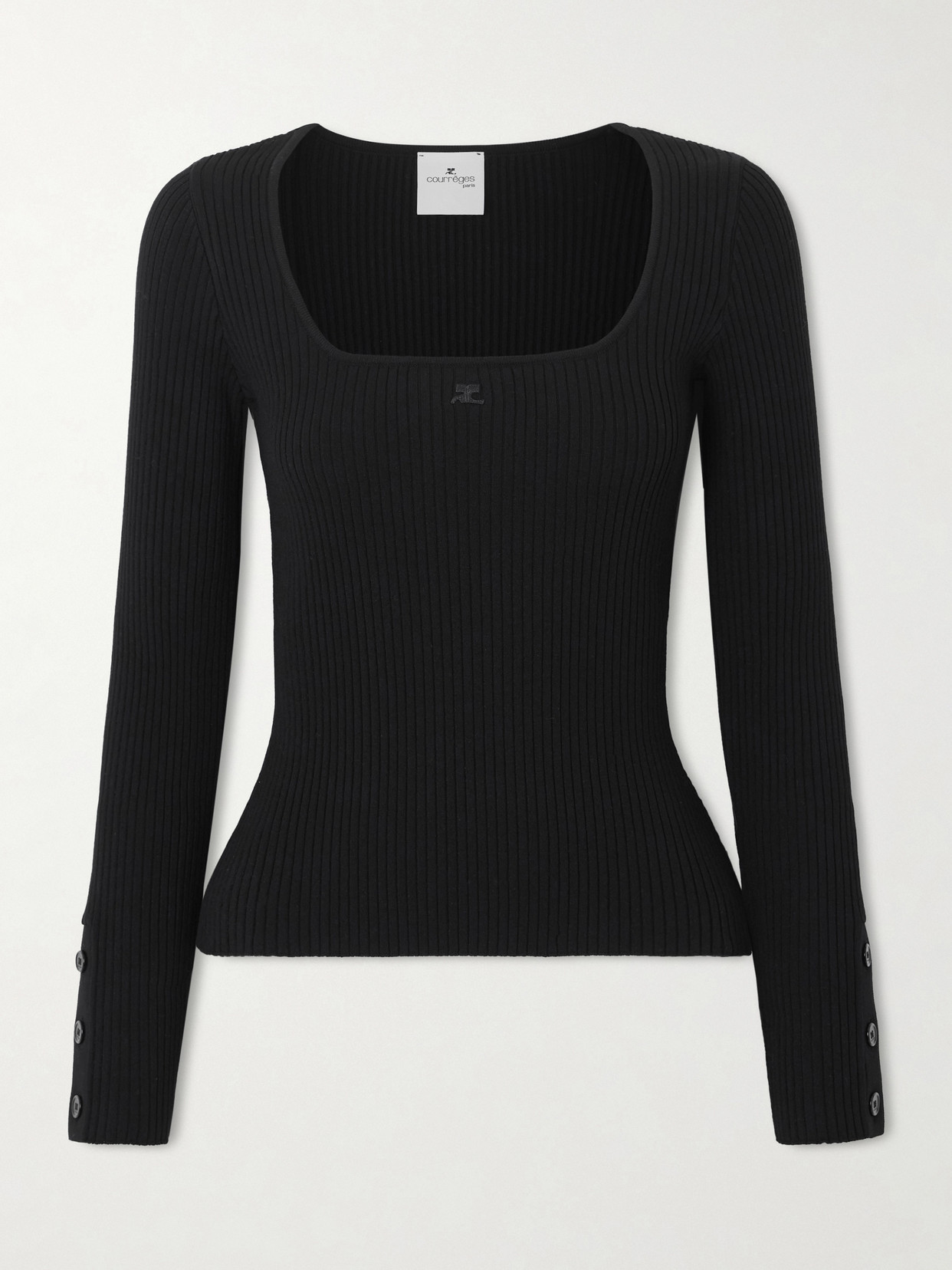 Embroidered Ribbed-Knit Top