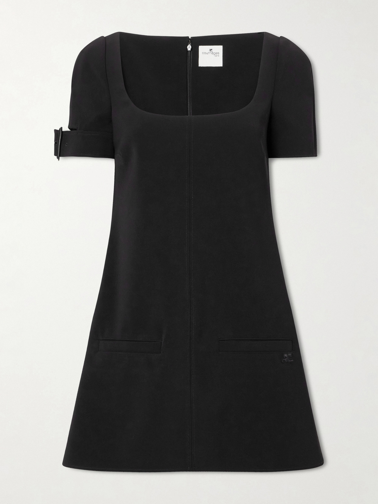 COURREGES - Buckled Crepe Mini Dress - Black
