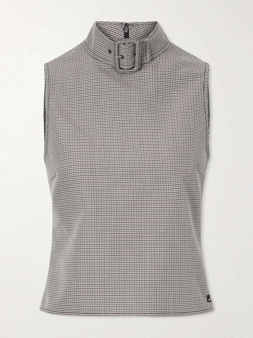 Courreges Buckled Houndstooth Wool-blend Tank