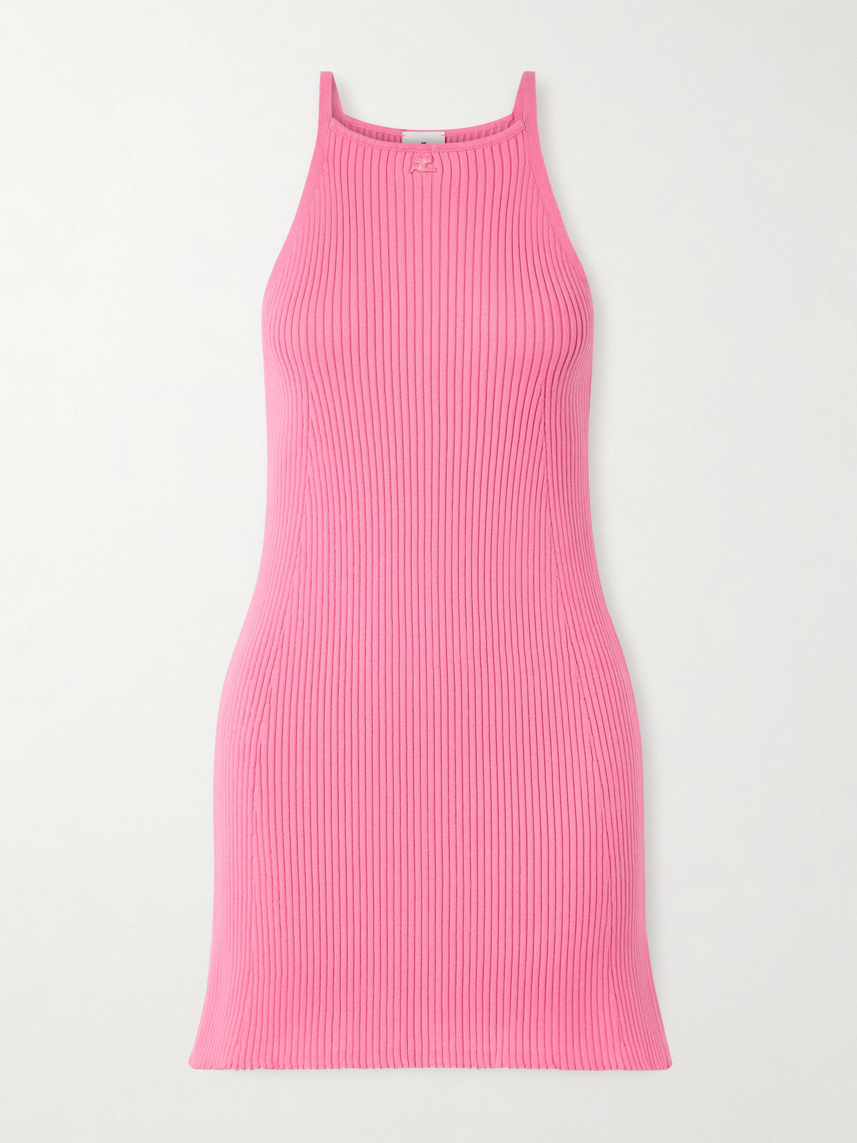 Courrèges Ribbed-knit Mini Dress In Pink