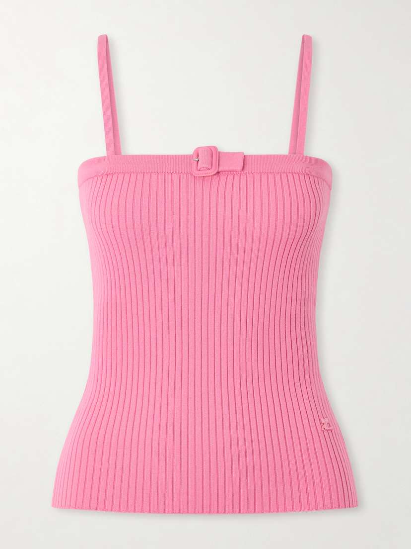 Courreges Buckled Ribbed-knit Tank