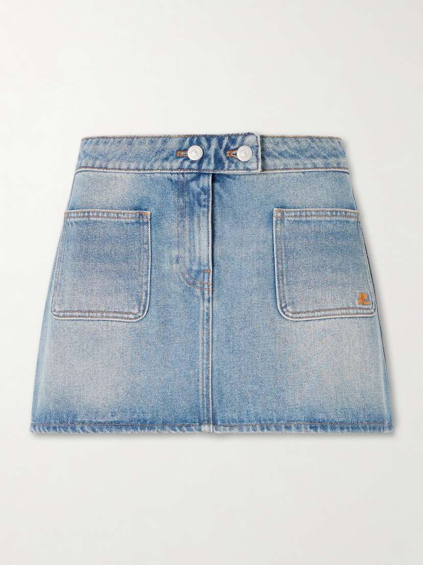 Courreges Embroidered Denim Mini Skirt