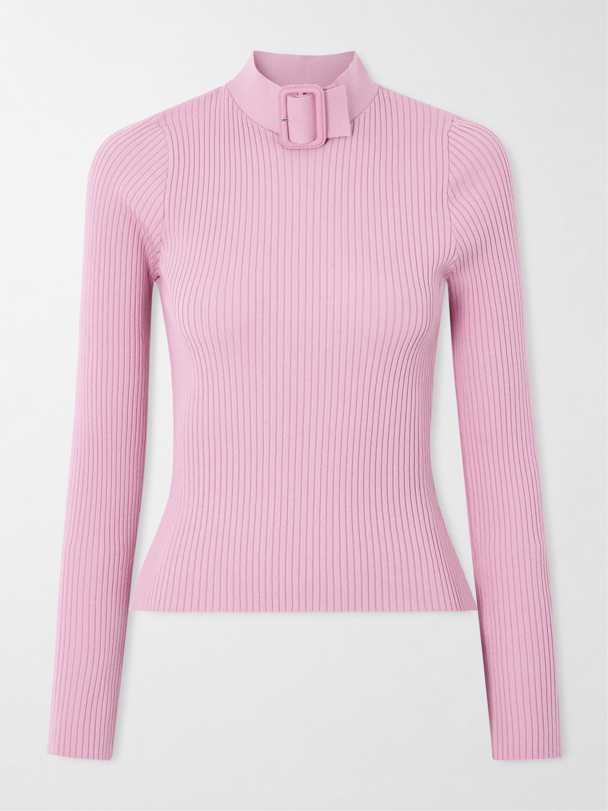 Courrèges Buckled Ribbed-knit Top In Pink