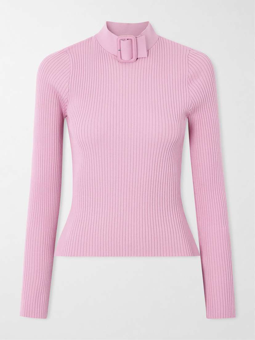 Courreges Buckled Ribbed-knit Top