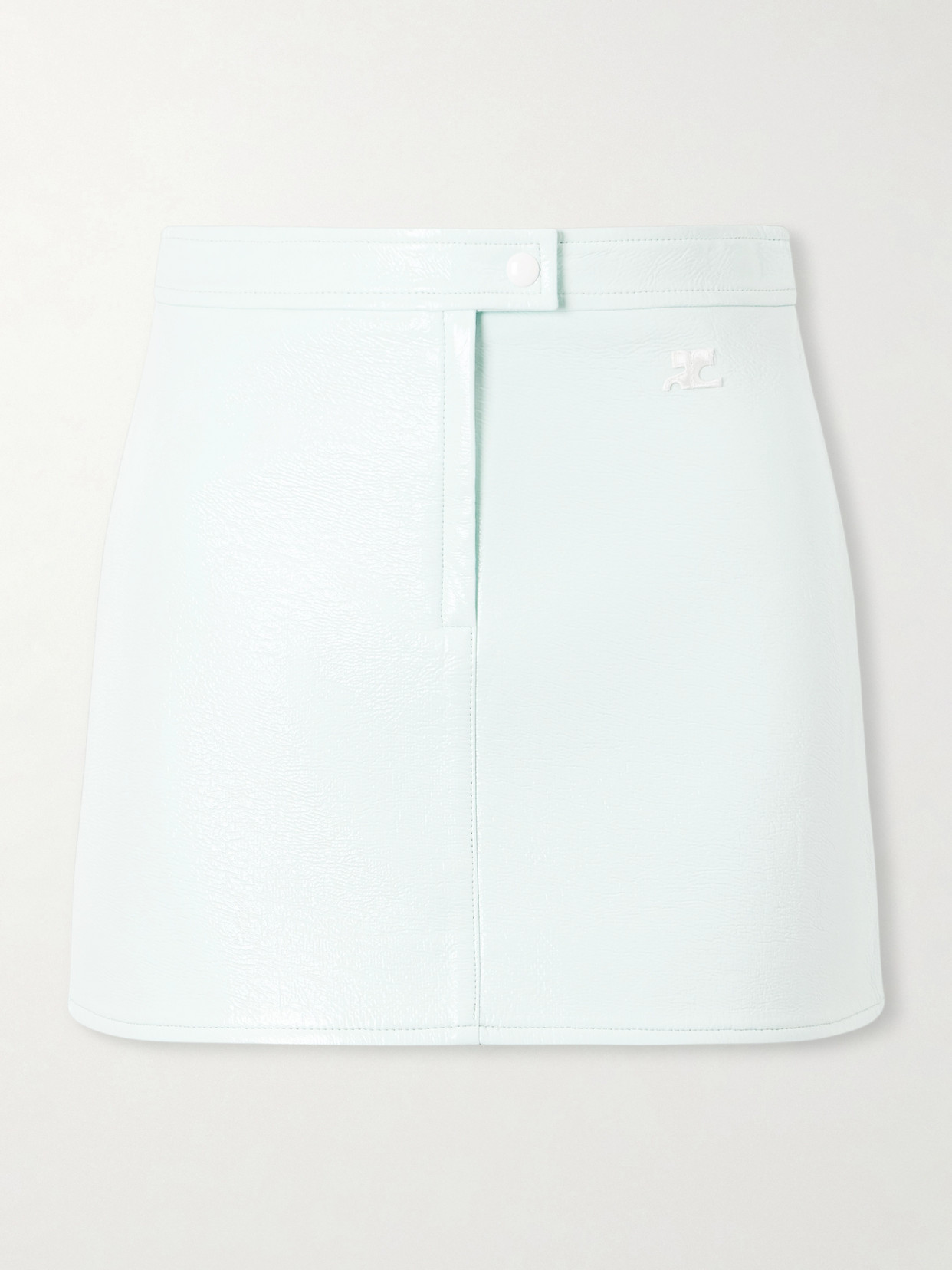 Courrèges Appliquéd Coated Cotton-blend Mini Skirt In Green