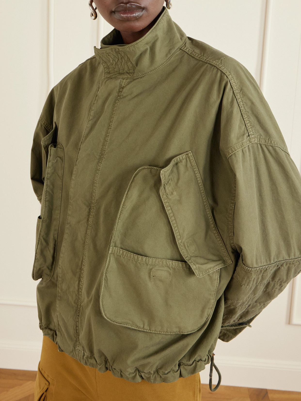 Attico Cotton Jacket In Green
