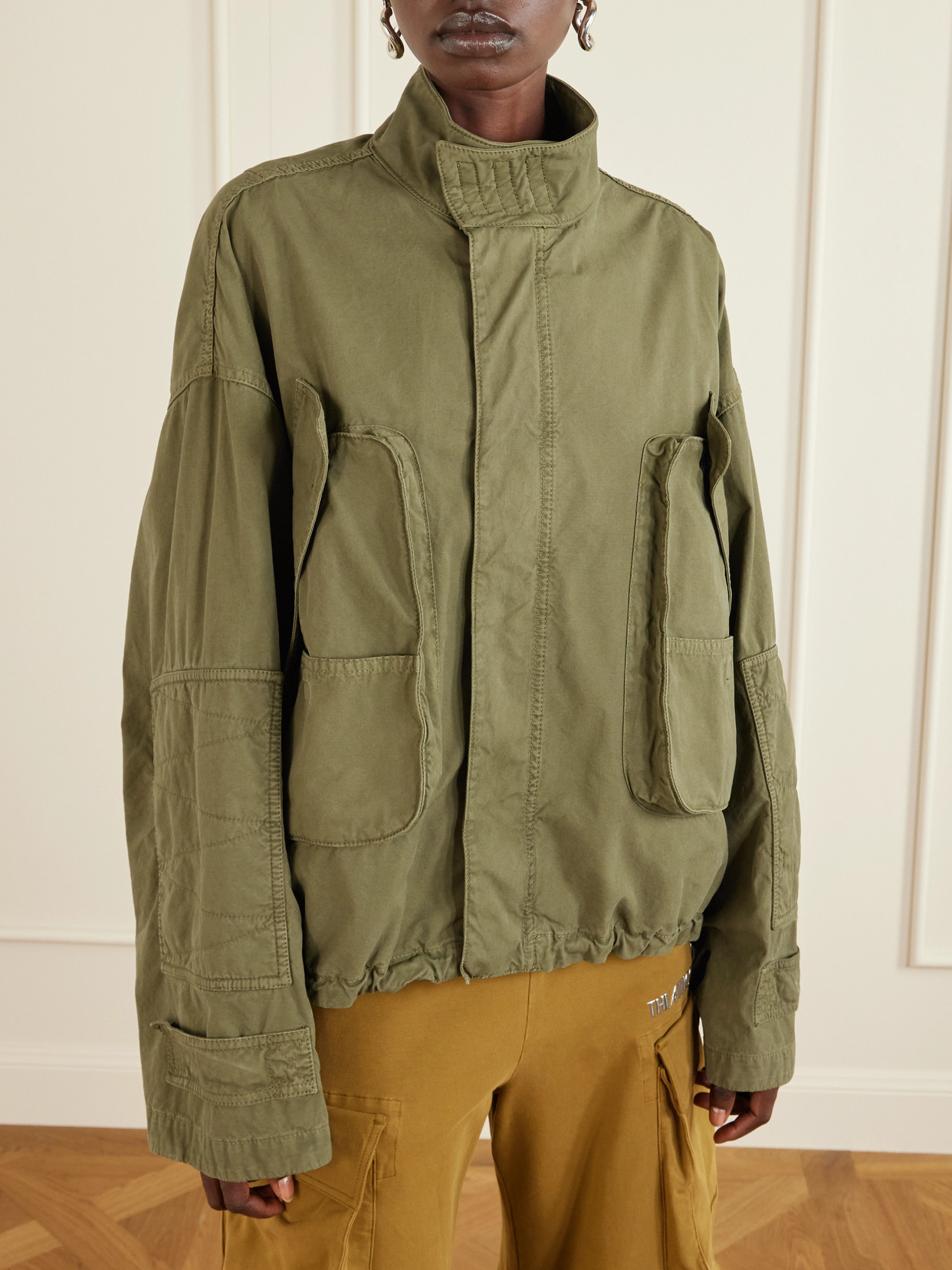 Attico Cotton Jacket In Green