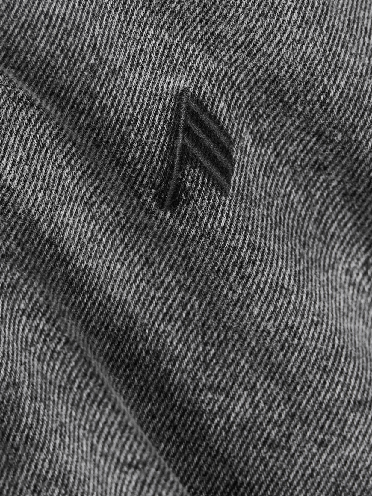 Attico Eliza Asymmetric Embroidered Denim Shirt In Black