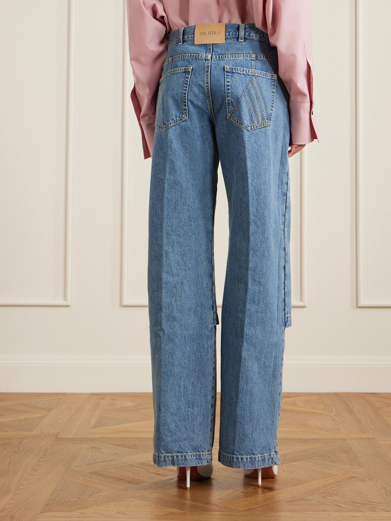 Attico Blue Jeans With Logo Detail On The Pocket And Logo Patch On The Rear In Denim Woman