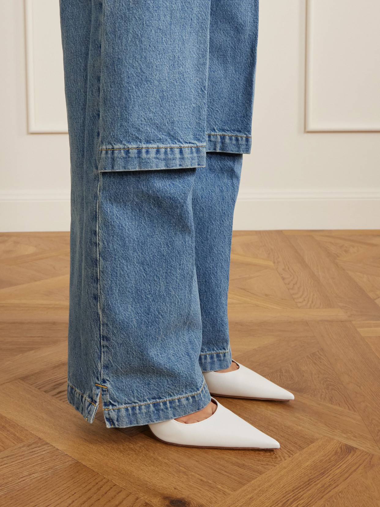 Attico Blue Jeans With Logo Detail On The Pocket And Logo Patch On The Rear In Denim Woman