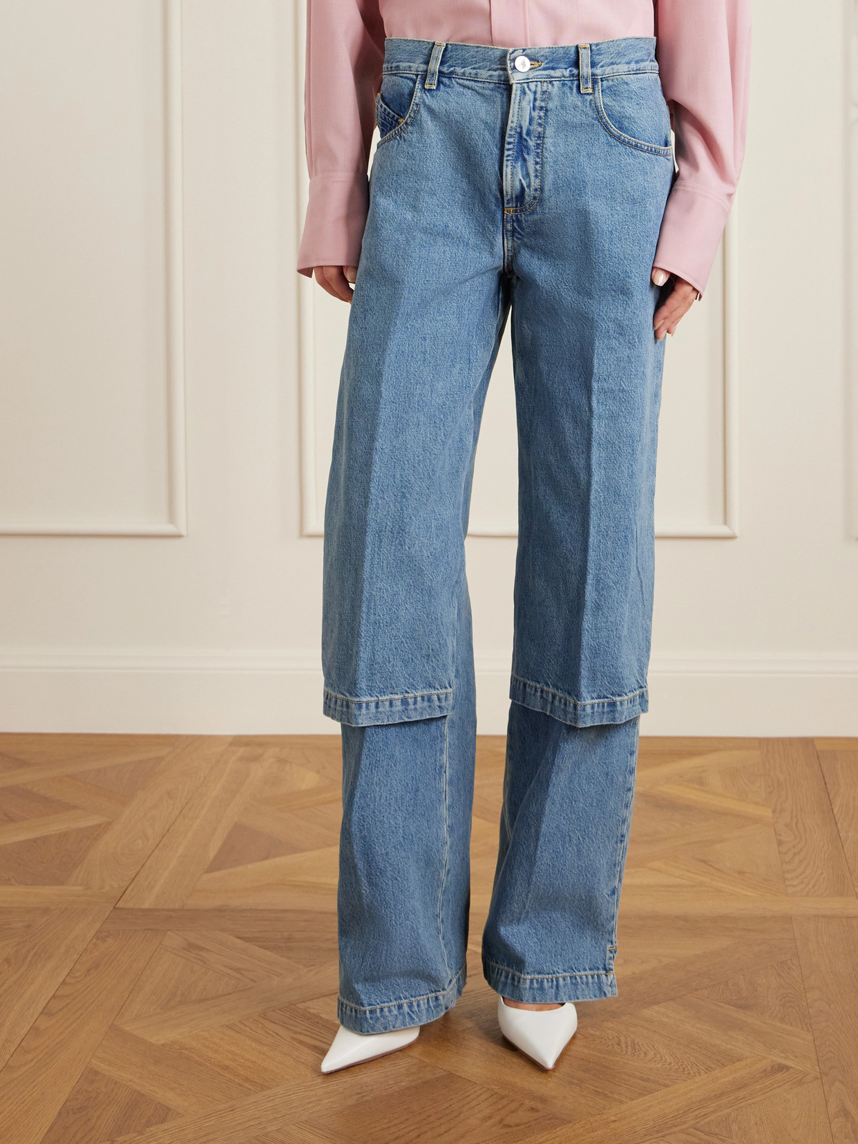 Attico Blue Jeans With Logo Detail On The Pocket And Logo Patch On The Rear In Denim Woman