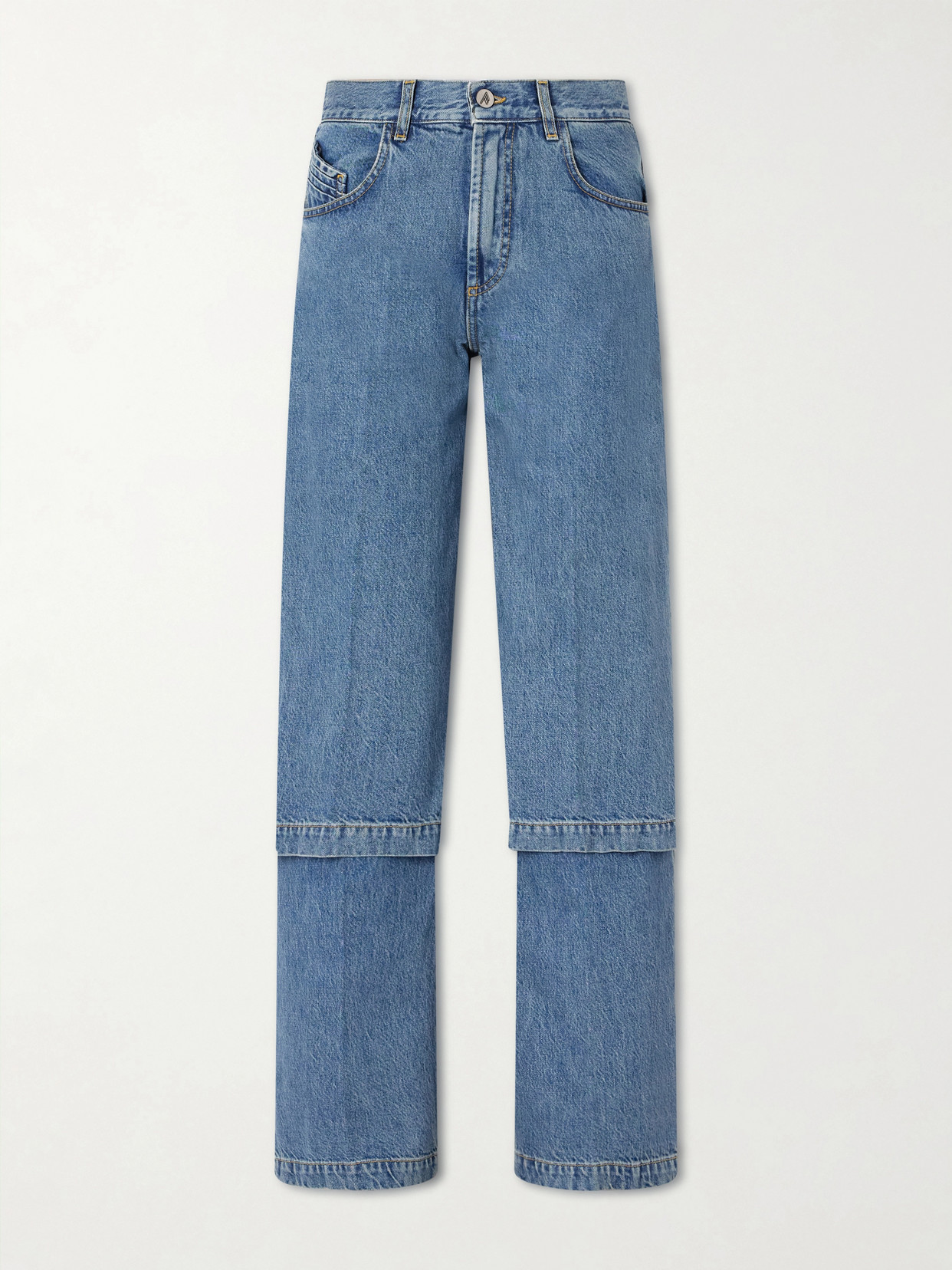 Attico Paneled High-rise Wide-leg Jeans In Blue