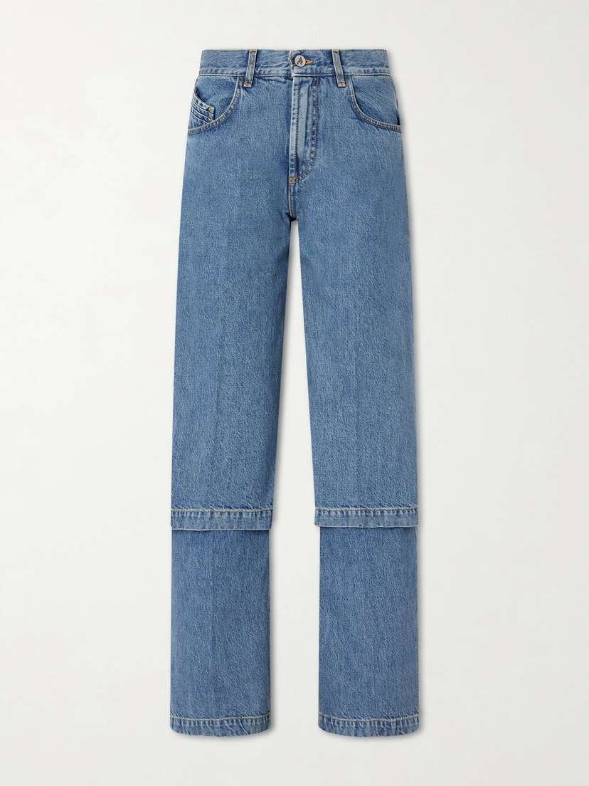 The Attico Paneled High-rise Wide-leg Jeans