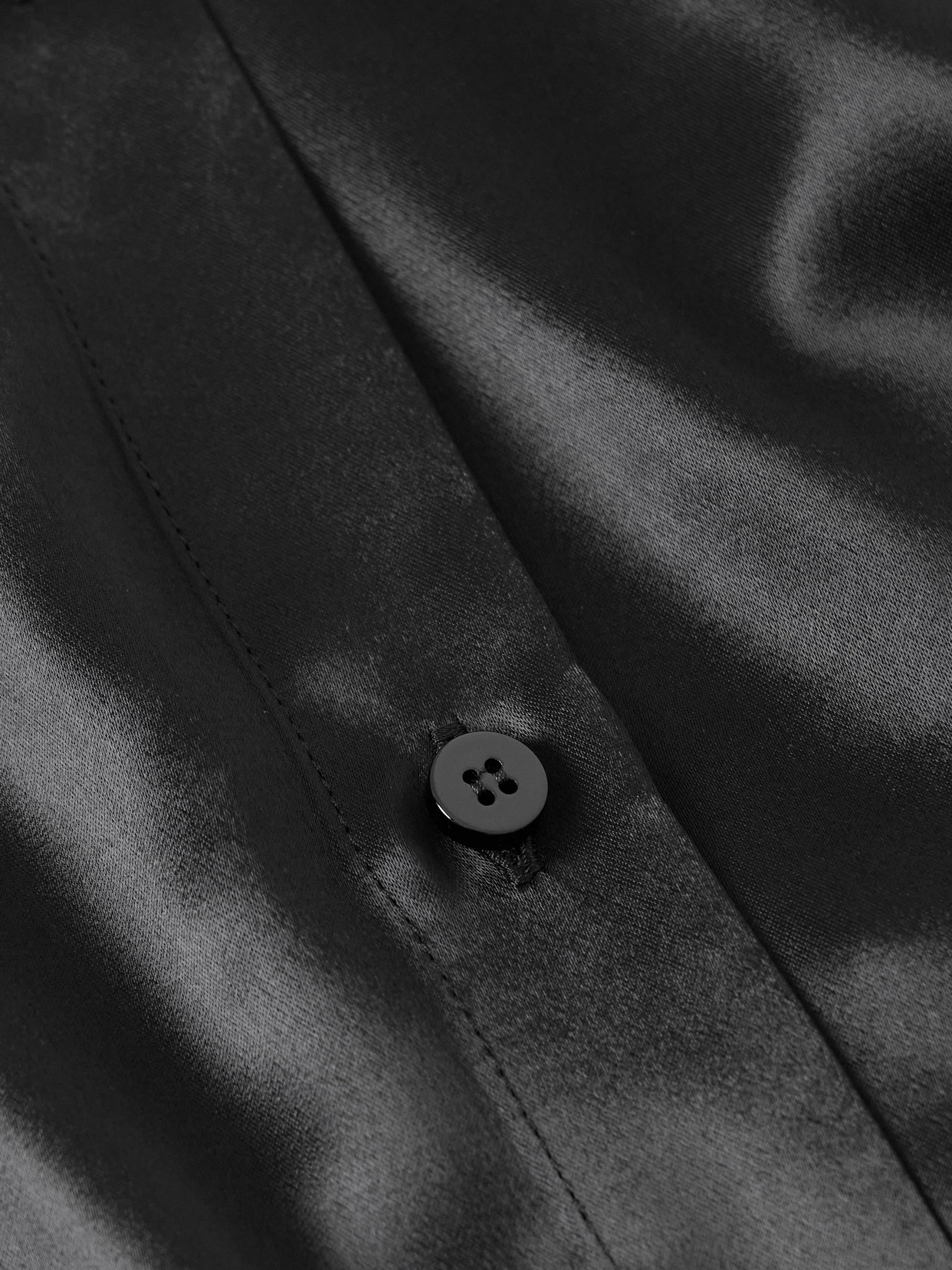 Attico Asymmetric Satin Mini Dress In Black