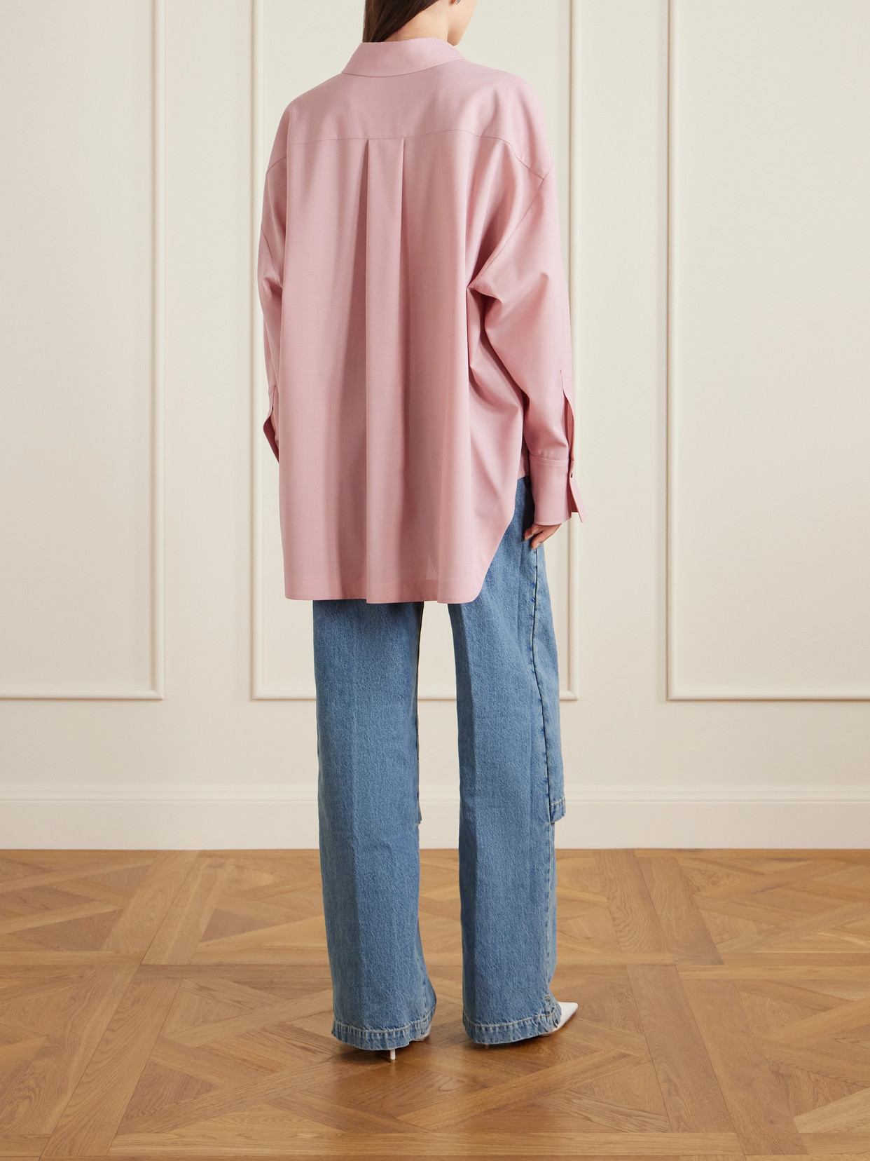 Oversized Embroidered Crepe Shirt