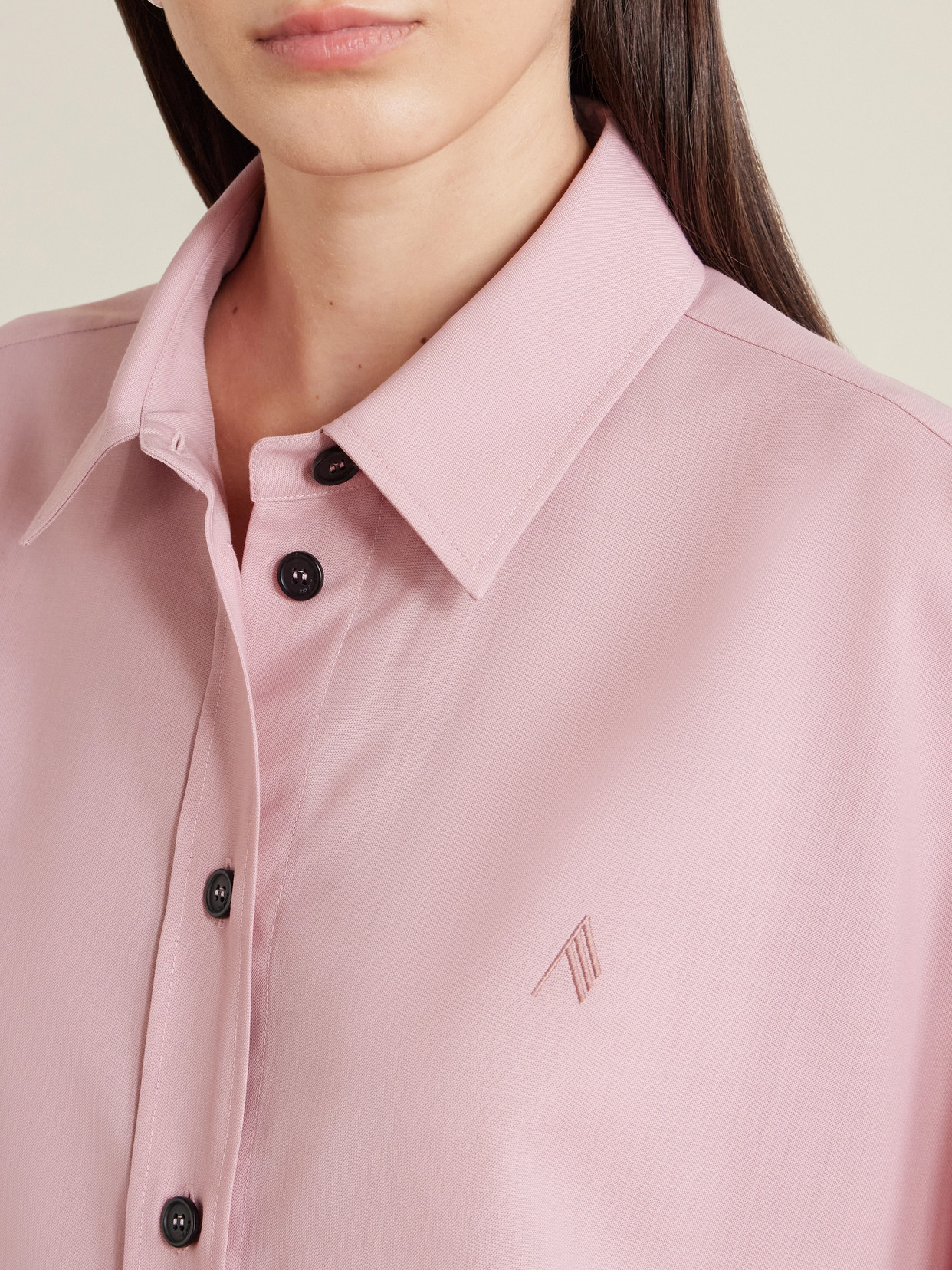 Oversized Embroidered Crepe Shirt