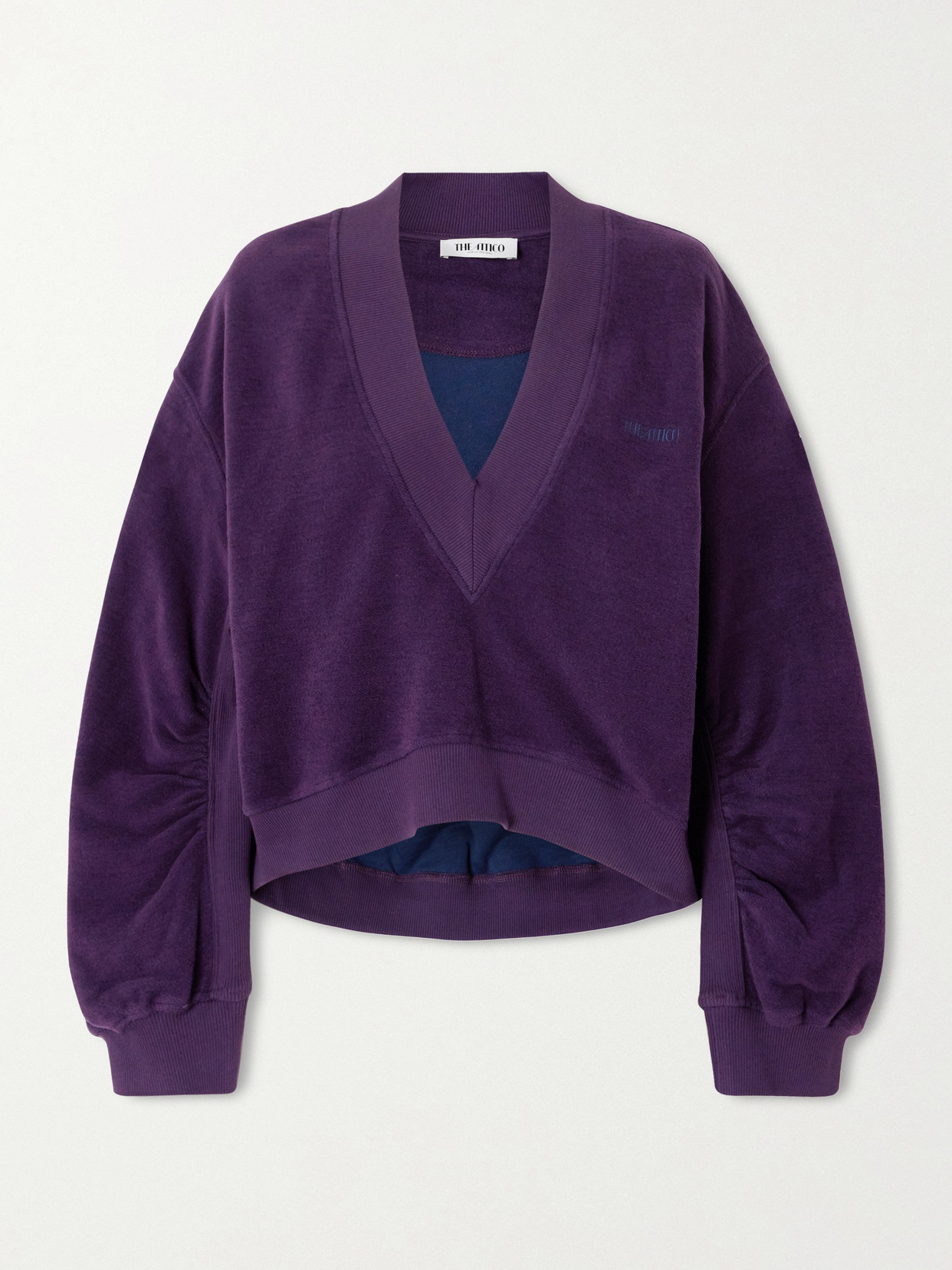 Attico Embroidered Cotton-blend Velour Sweatshirt In Purple