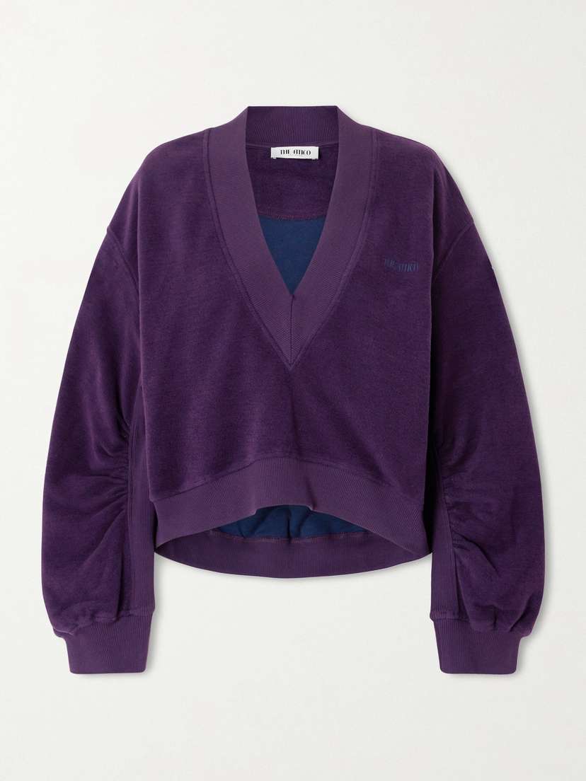 The Attico Embroidered Cotton-blend Velour Sweatshirt