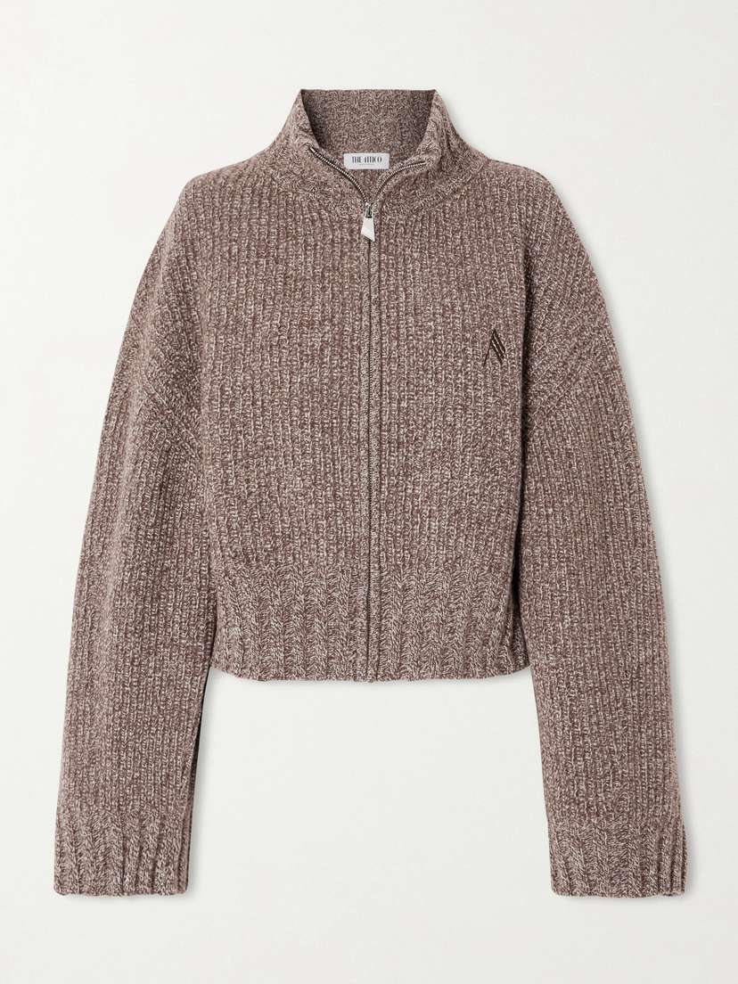The Attico Ribbed Wool And Cashmere-blend Zip-up Cardigan