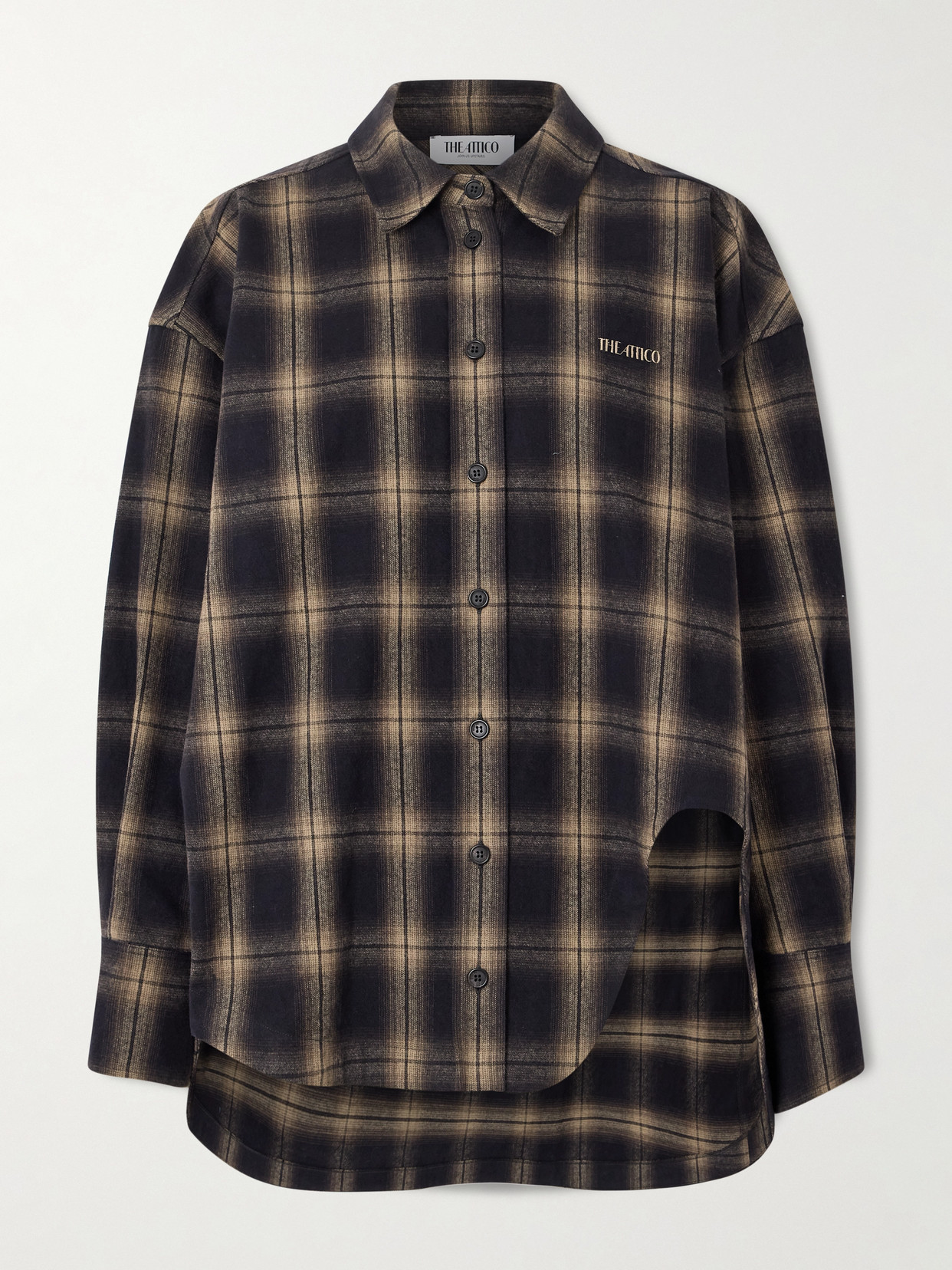 Attico Checked Oversized Cotton Flannel Shirt In Multi