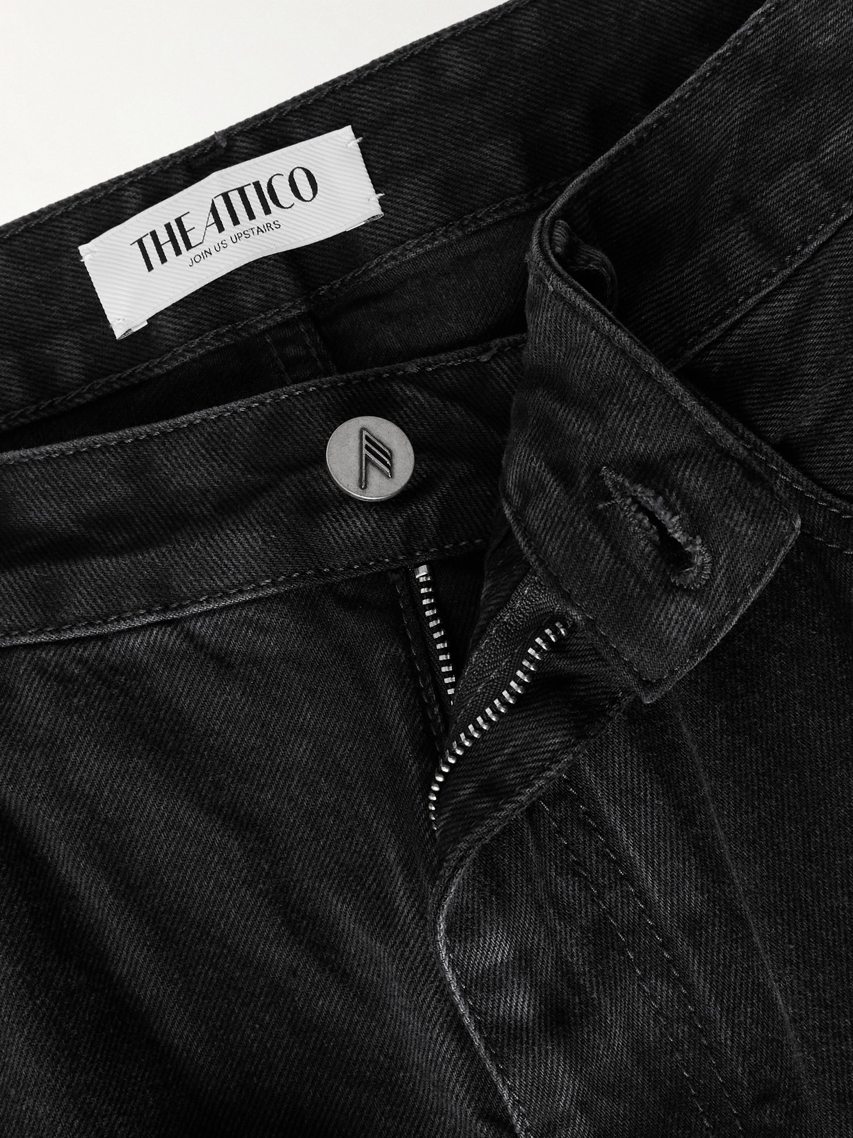 Attico Fern Crystal Cargo Denim Pants In Black