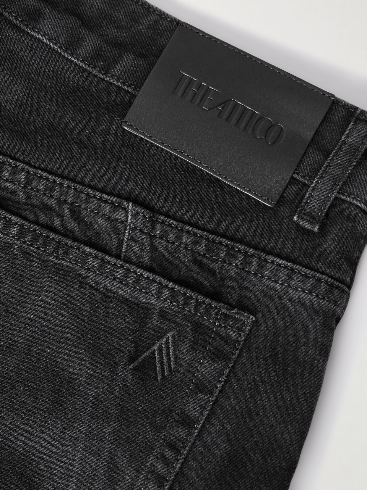 Attico Fern Crystal Cargo Denim Pants In Black