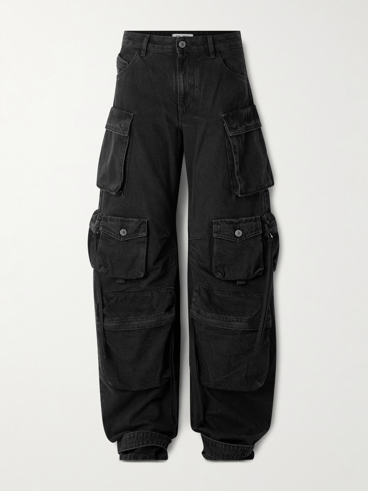 Attico Fern Crystal Cargo Denim Pants In Black