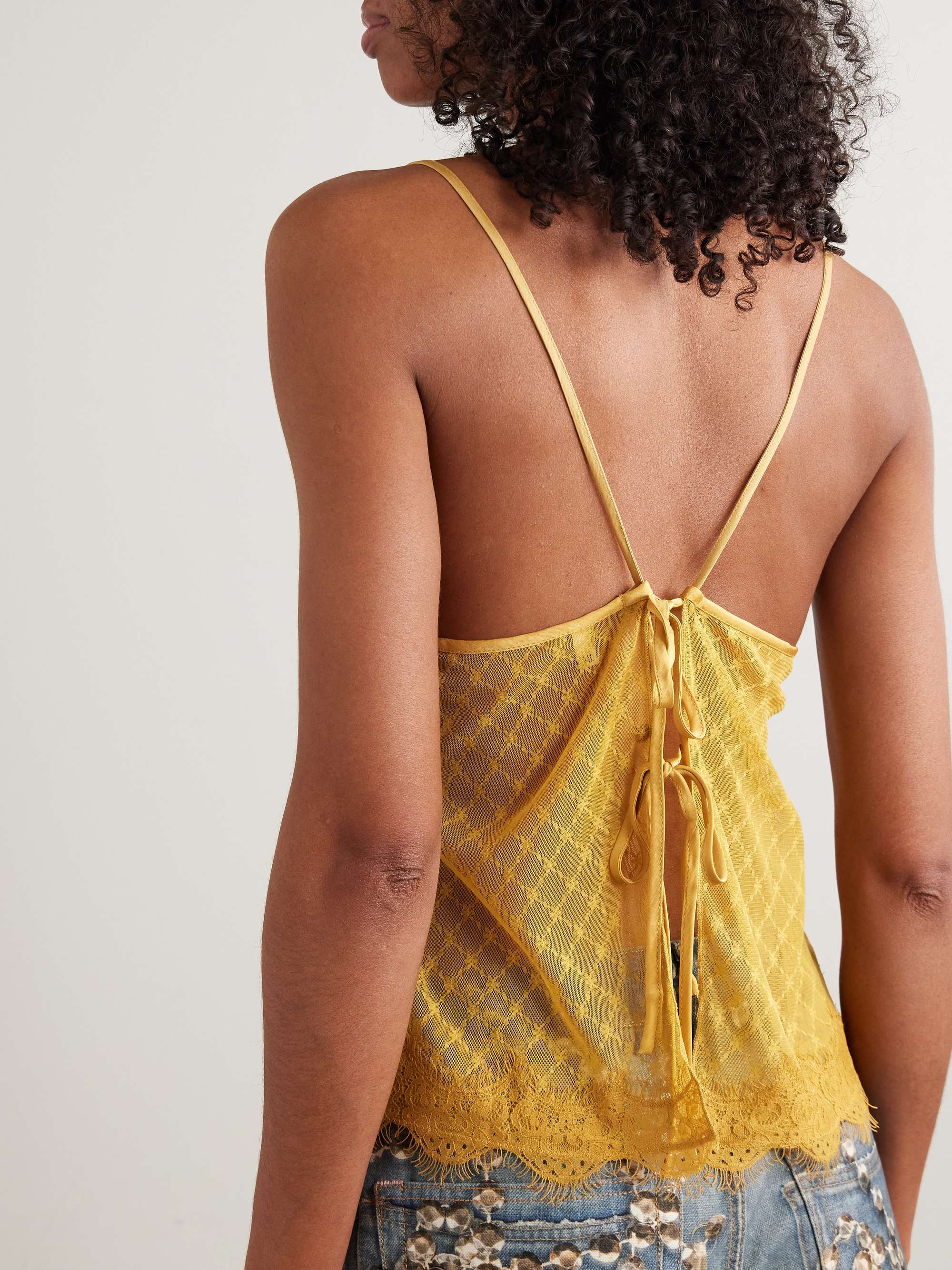 R13 Tie-detailed lace and crepon camisole | NET-A-PORTER