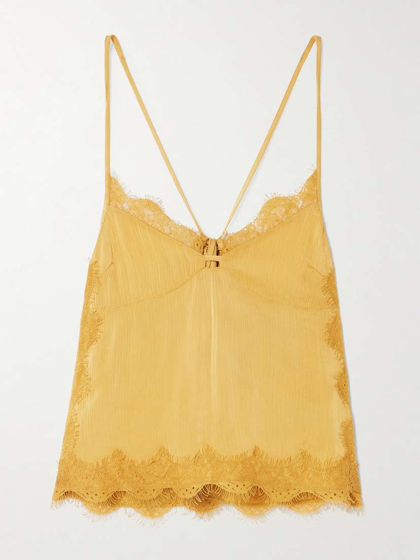 R13 Tie-detailed Lace And Crepon Camisole