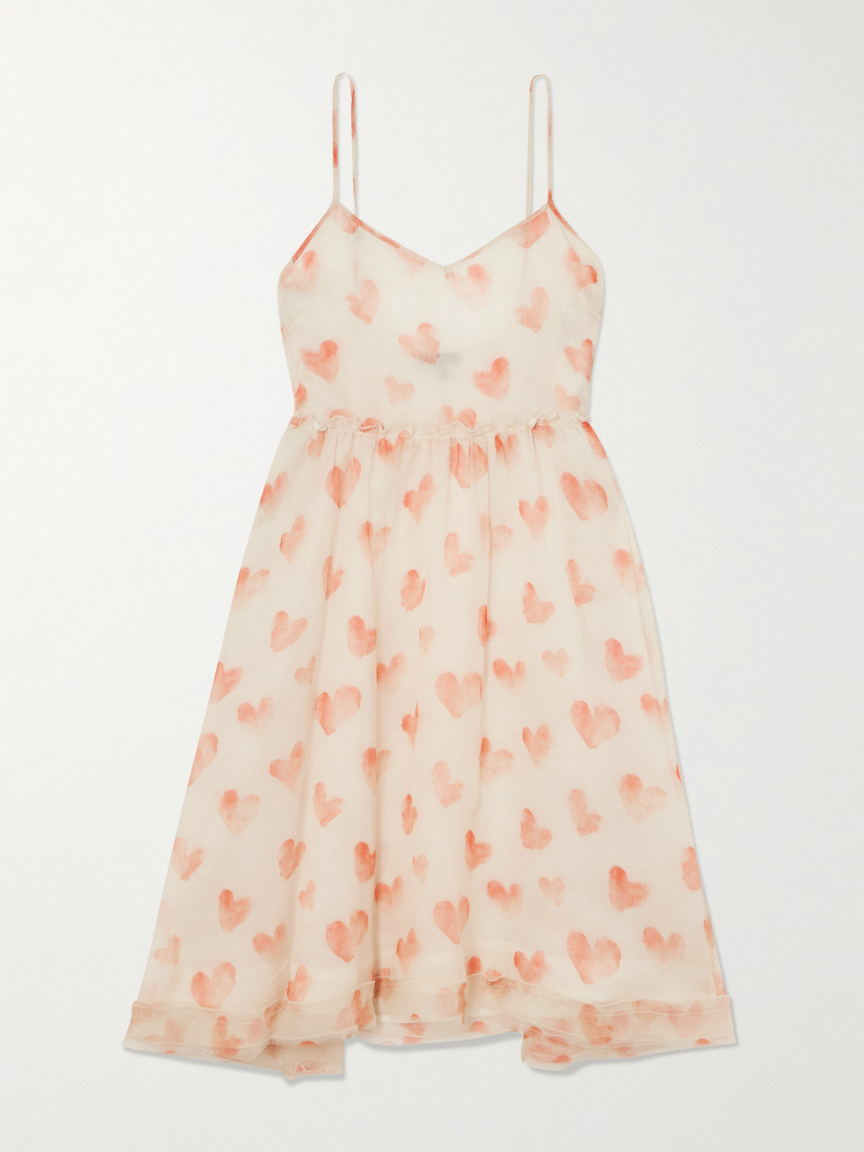 R13 Ruffled Printed Silk-chiffon Mini Dress In White