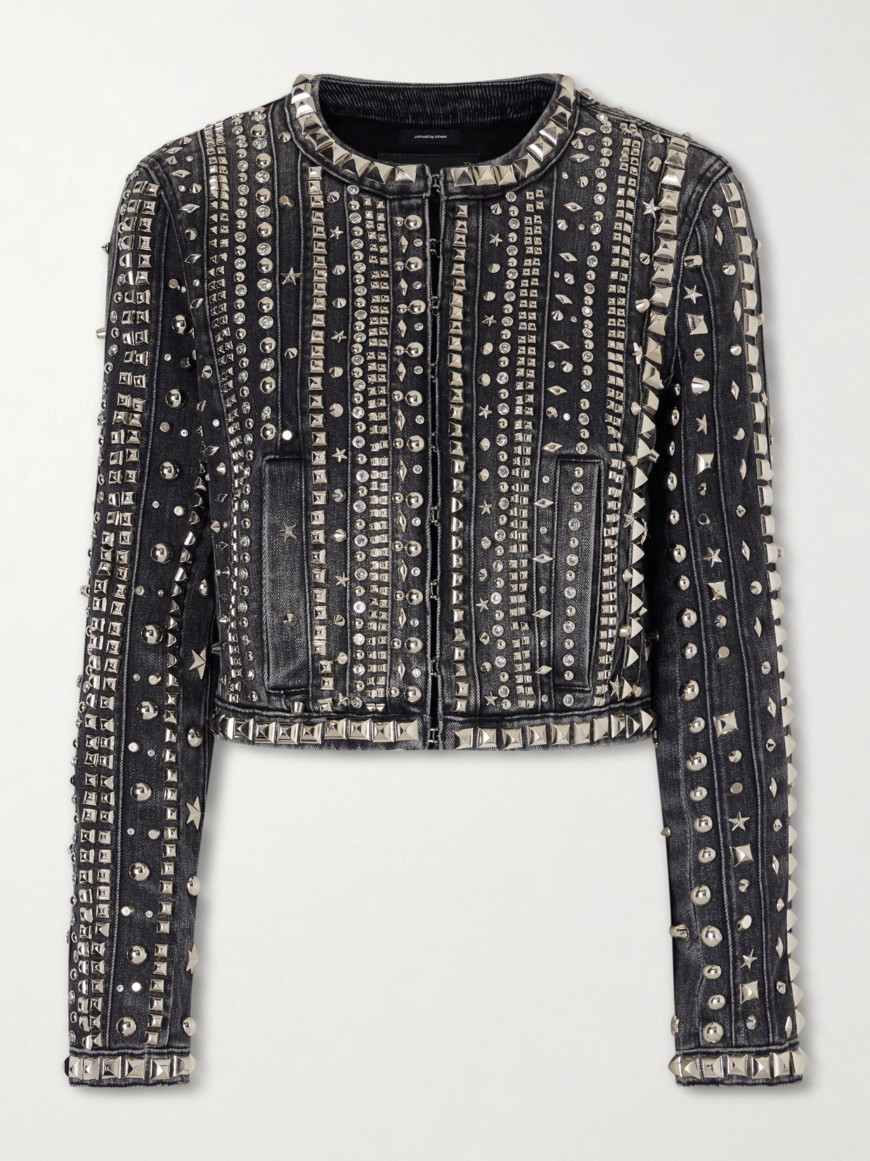R13 Embellished Cotton-blend Jacket In Black