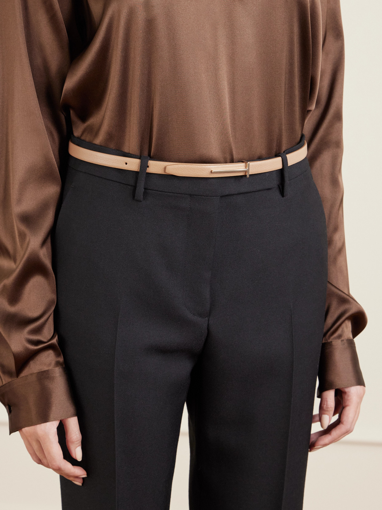 Tom Ford Textured-leather Belt In Brown