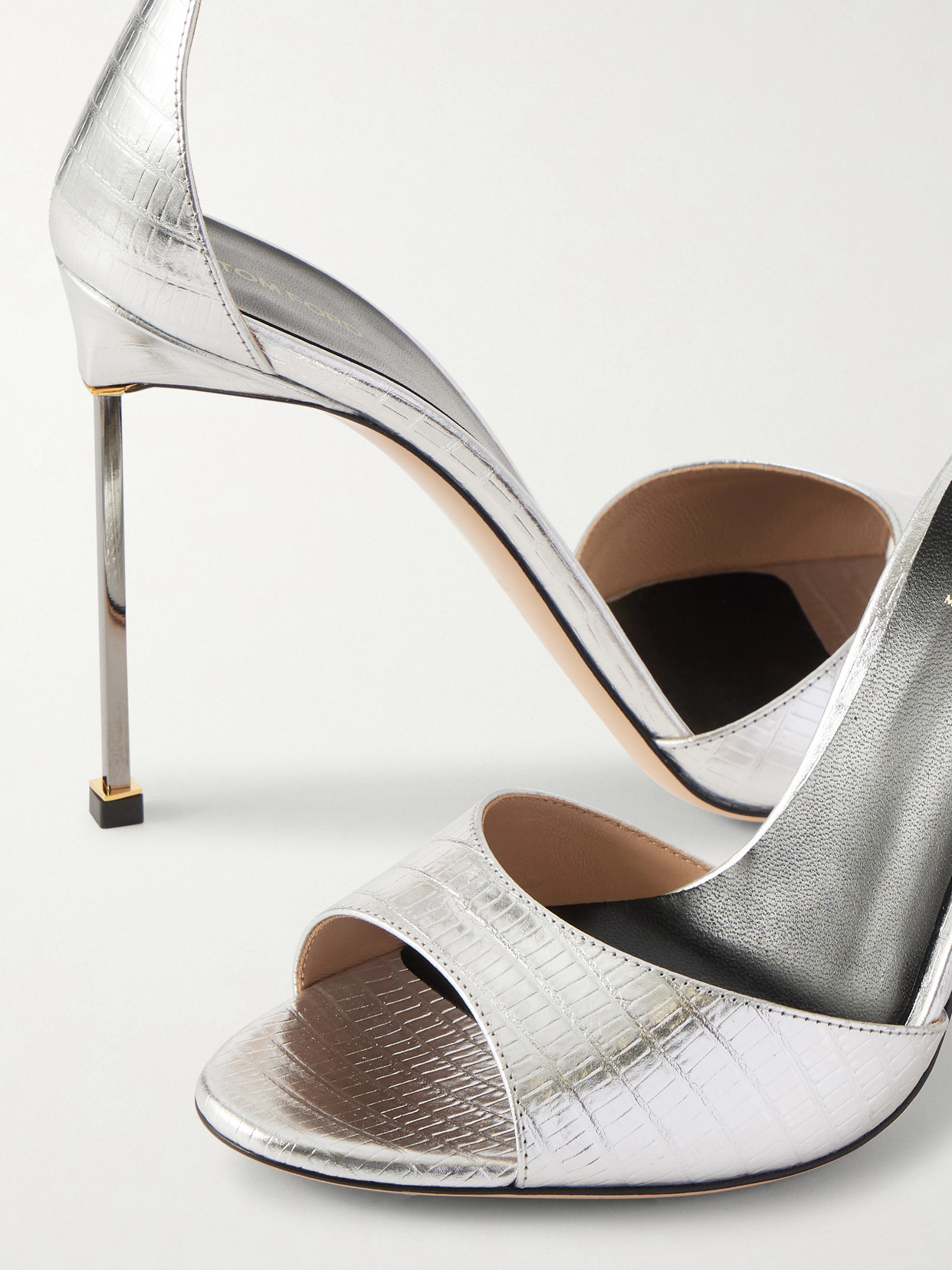 Tom Ford Women Silver Leather Heels, 7.5 Luxury Pumps & Heels For Women Darveys In Silver