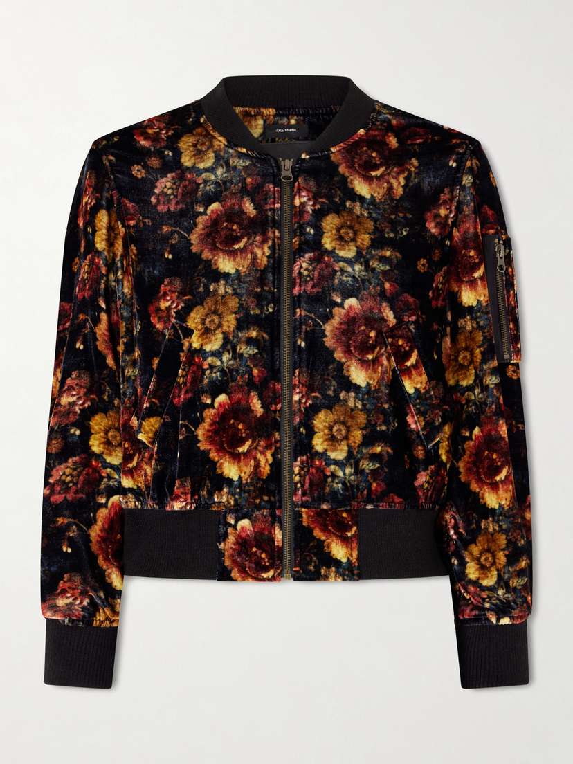 R13 Floral-print Velvet Bomber Jacket