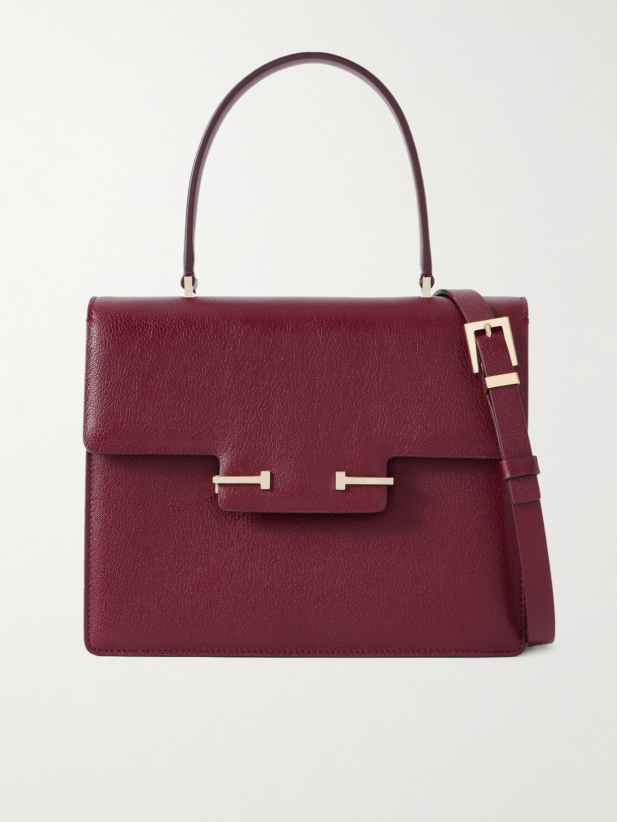 Tom Ford Textured-leather Shoulder Bag In Burgundy