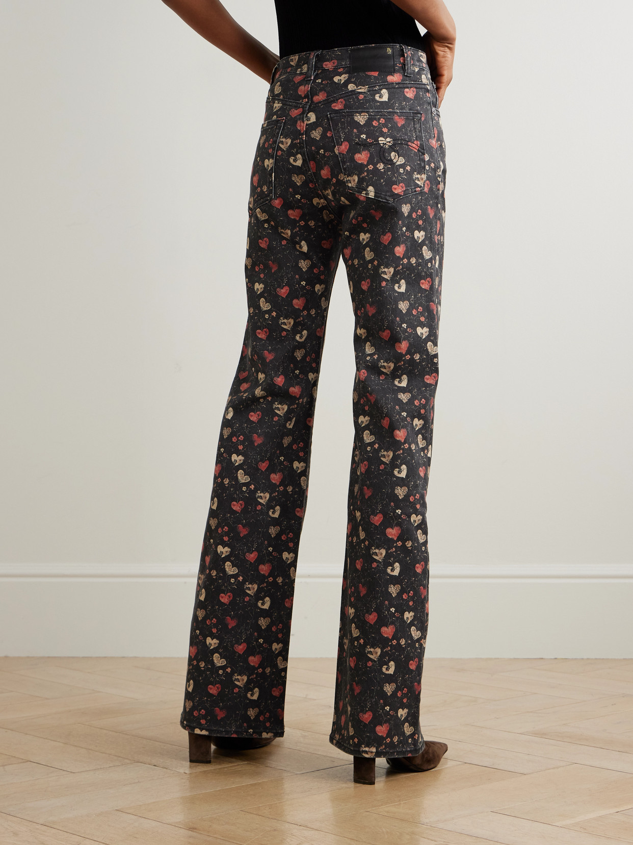 Jane Printed Mid-Rise Slim-Leg Jeans
