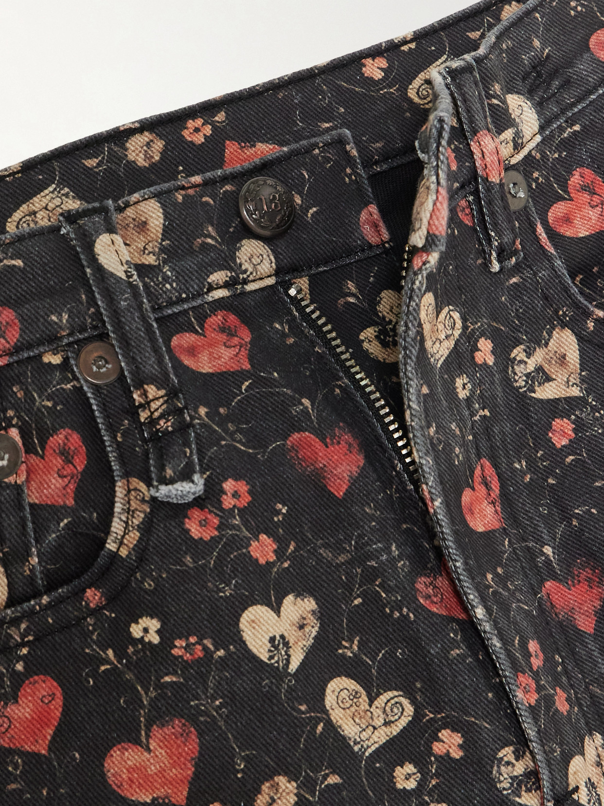 Jane Printed Mid-Rise Slim-Leg Jeans