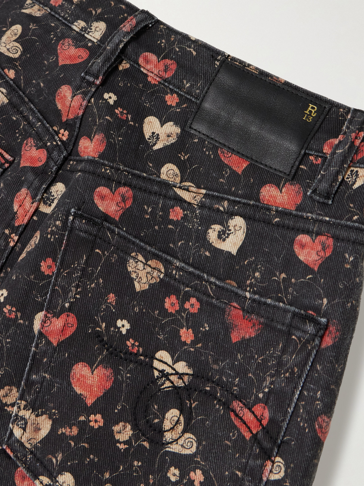 Jane Printed Mid-Rise Slim-Leg Jeans